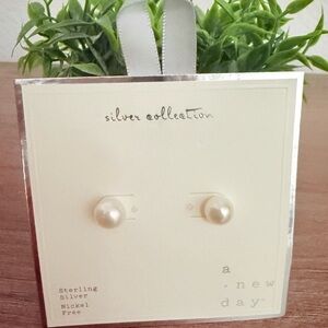 A New Day Sterling Silver Pearl Earrings